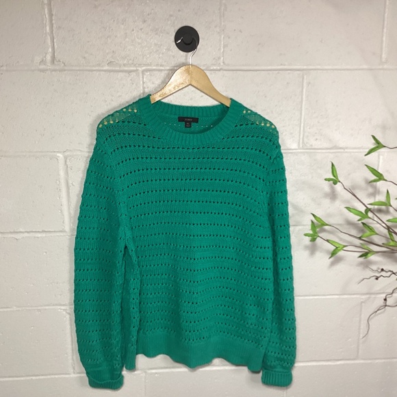 J.Crew Open-Knit Sweater | Teal | Size XL | Like New - Picture 3 of 3